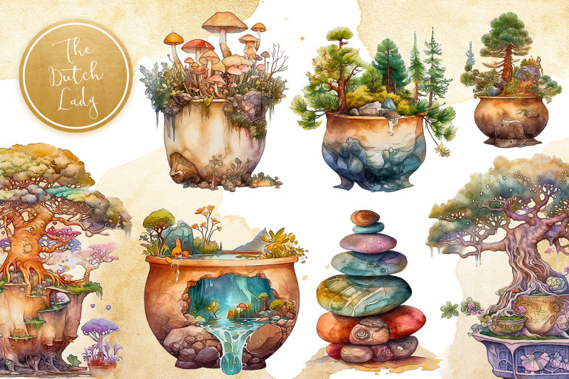 potted-micro-worlds-clipart-set