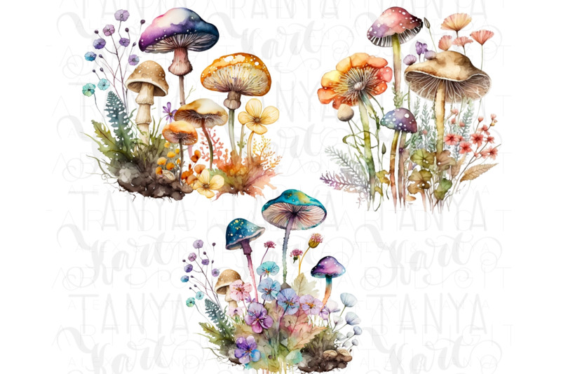 mushrooms-and-flowers-clipart
