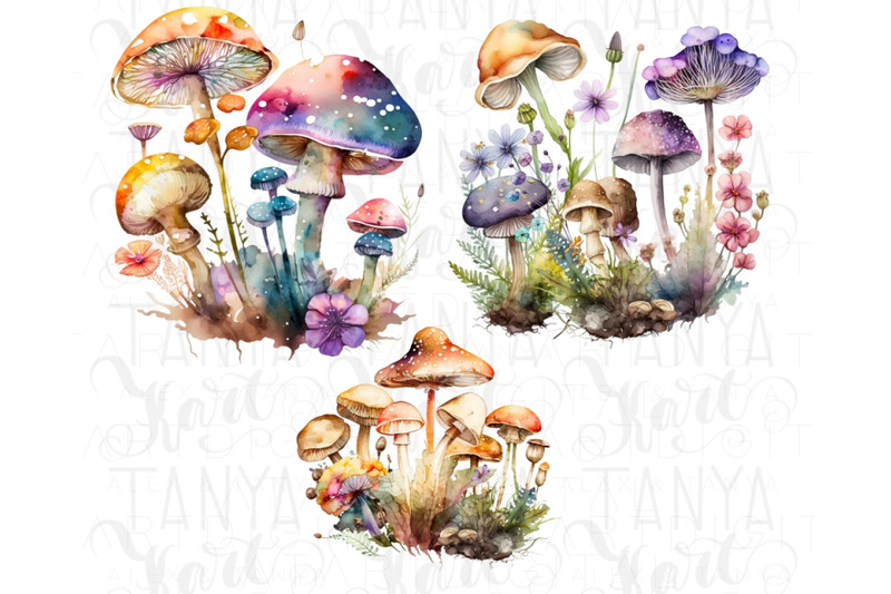 mushrooms-and-flowers-clipart