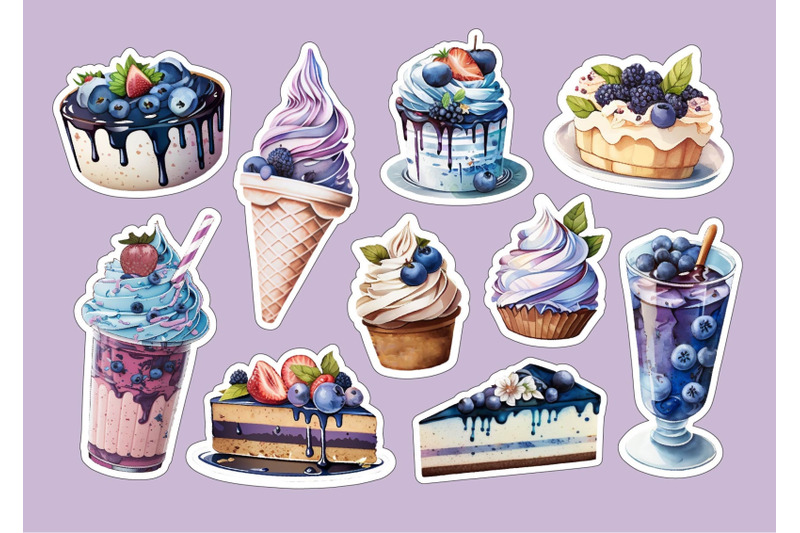 blueberry-desserts-sticker-set