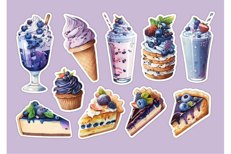 blueberry-desserts-sticker-set