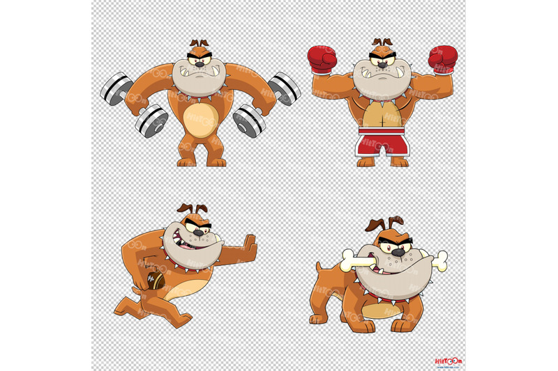 bulldog-cartoon-mascot-character-2-vector-hand-drawn-collection