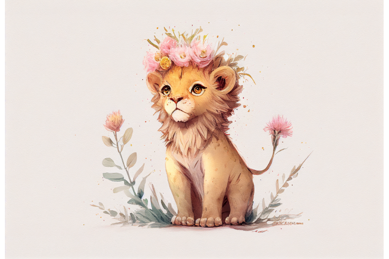 cute-baby-lion-with-flowers-spring-collections