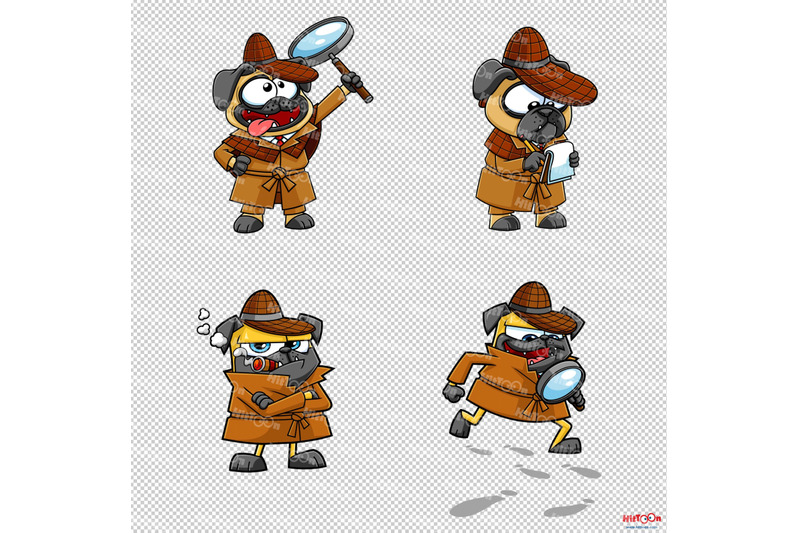 detective-pug-dog-cartoon-mascot-character-1-vector-collection