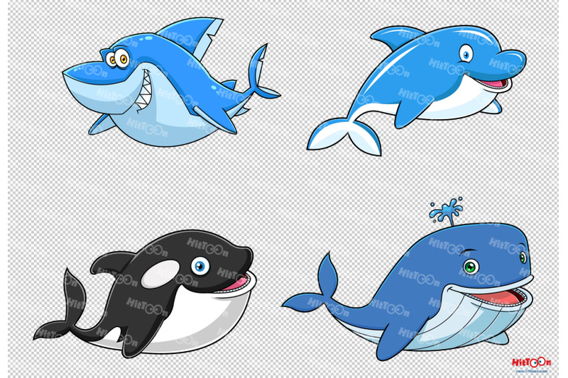 ocean-or-sea-animals-cartoon-mascot-characters-1-vector-collection