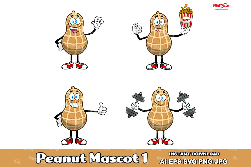 peanut-cartoon-mascot-character-1-vector-hand-drawn-collection-set