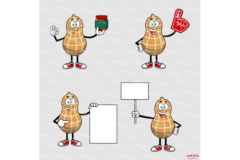 peanut-cartoon-mascot-character-2-vector-hand-drawn-collection-set