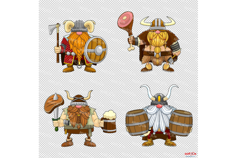 gnome-viking-warrior-cartoon-mascot-character-3-vector-collection