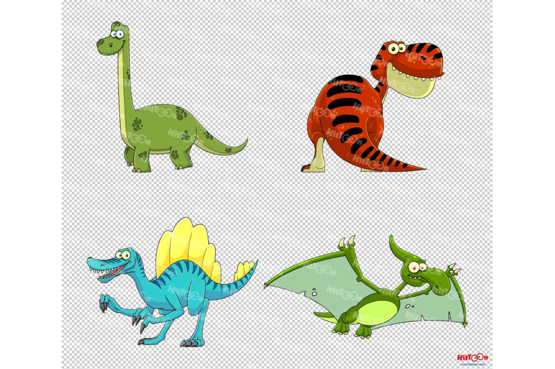 dinosaur-cartoon-mascot-characters-2-vector-hand-drawn-collection-set