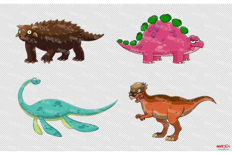 dinosaur-cartoon-mascot-characters-3-vector-hand-drawn-collection-set