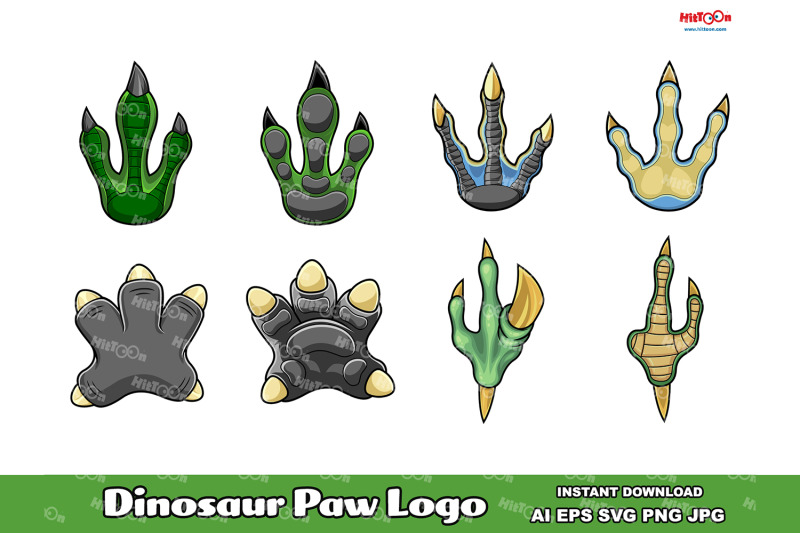 dinosaurs-paw-with-claws-logo-design-vector-hand-drawn-collection-set
