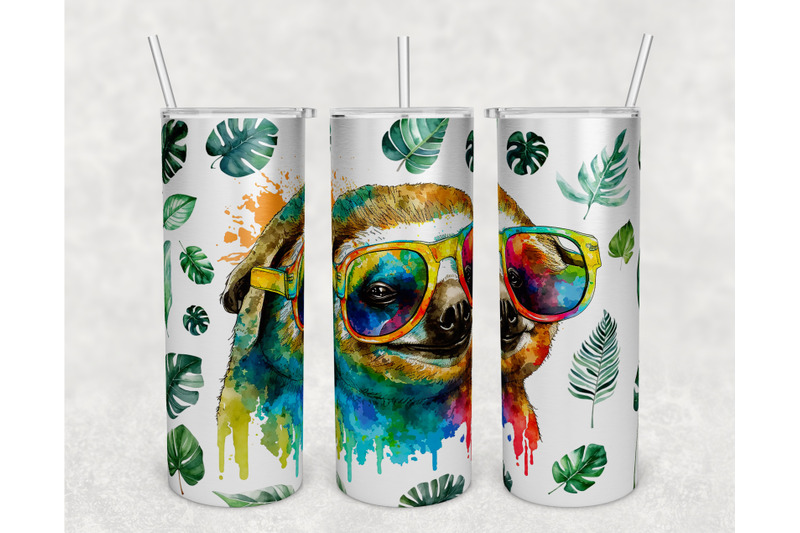 watercolor-sloth-tumbler-wraps-bundle-20-oz-skinny-tumbler-sloth-png