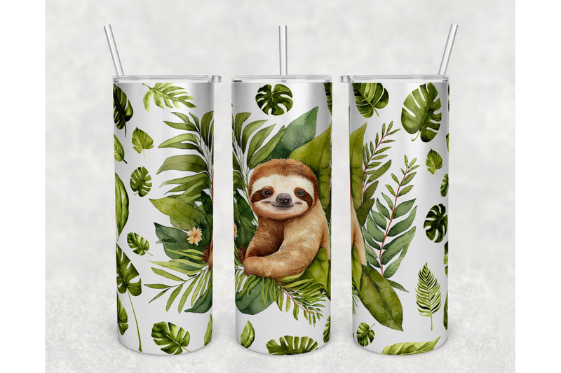 watercolor-sloth-tumbler-wraps-bundle-20-oz-skinny-tumbler-sloth-png