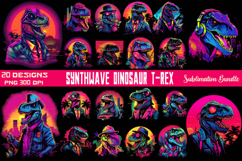 synthwave-retro-dinosaur-t-rex-bundle