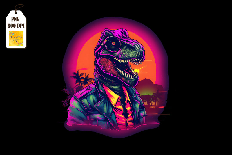 synthwave-retro-dinosaur-t-rex