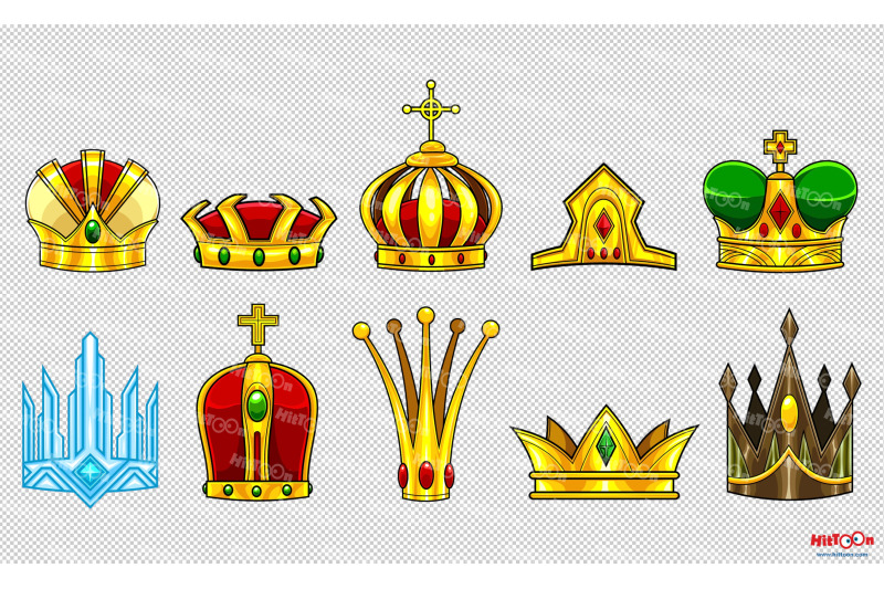 golden-crown-graphic-designs-vector-hand-drawn-collection-set