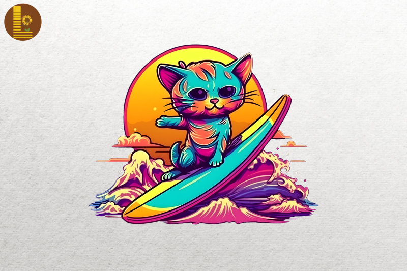 synthwave-retro-cute-surfing-cat-8