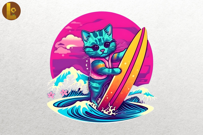 synthwave-retro-cute-surfing-cat-9