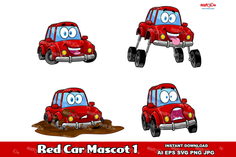 red-car-cartoon-mascot-characters-1-vector-hand-drawn-collection-set