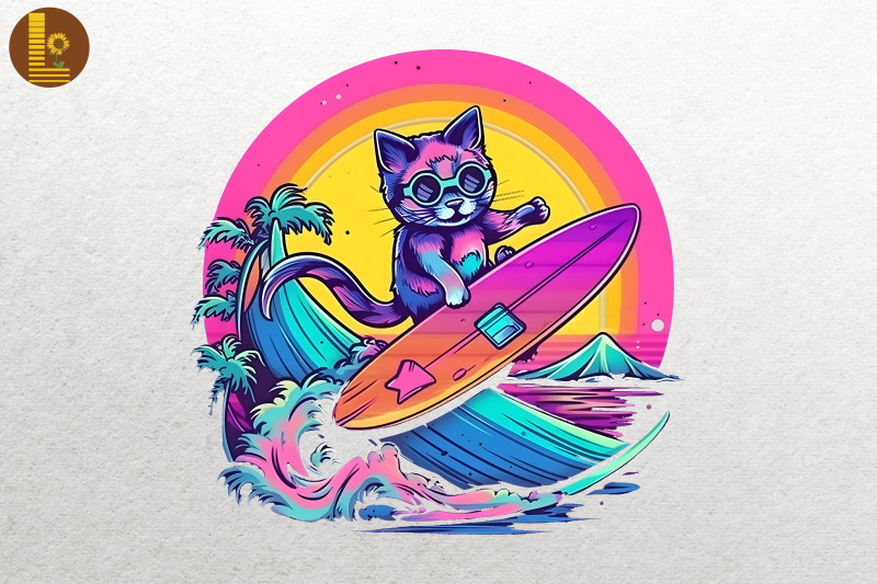 synthwave-retro-cute-surfing-cat-14