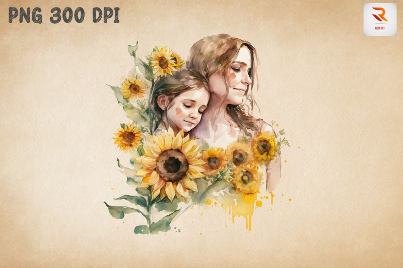 beautiful-mother-amp-daughter-sunflower