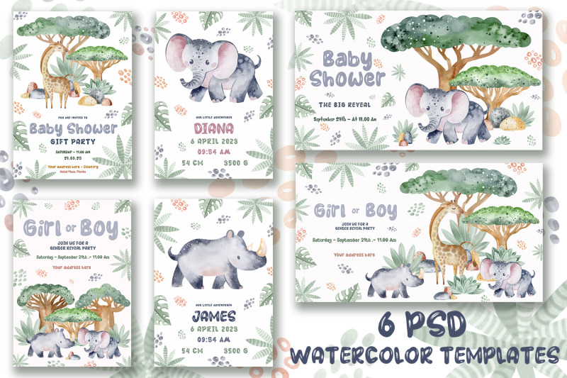 baby-shower-invitation-watercolor-cards-set-psd-template