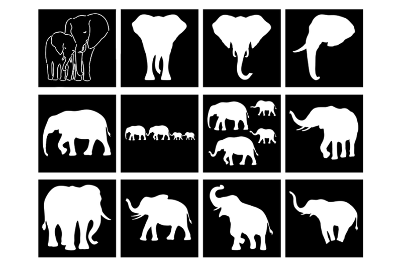 elephant-stencil-elephant-family-stencil-elephants-digital-stencil