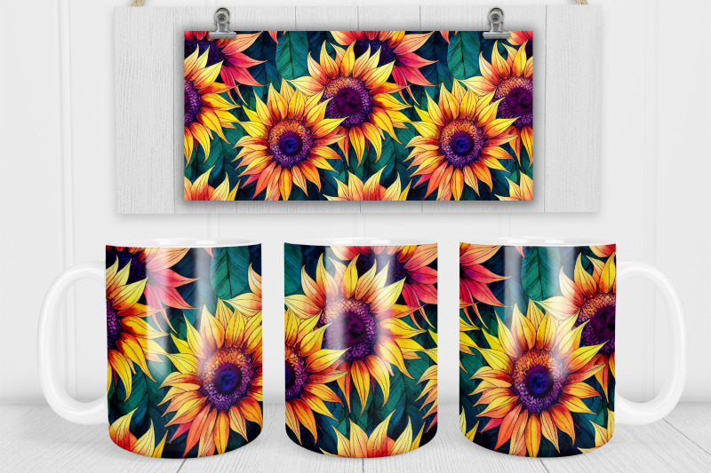 sunflower-mug-wrap-sunflower-mug-template