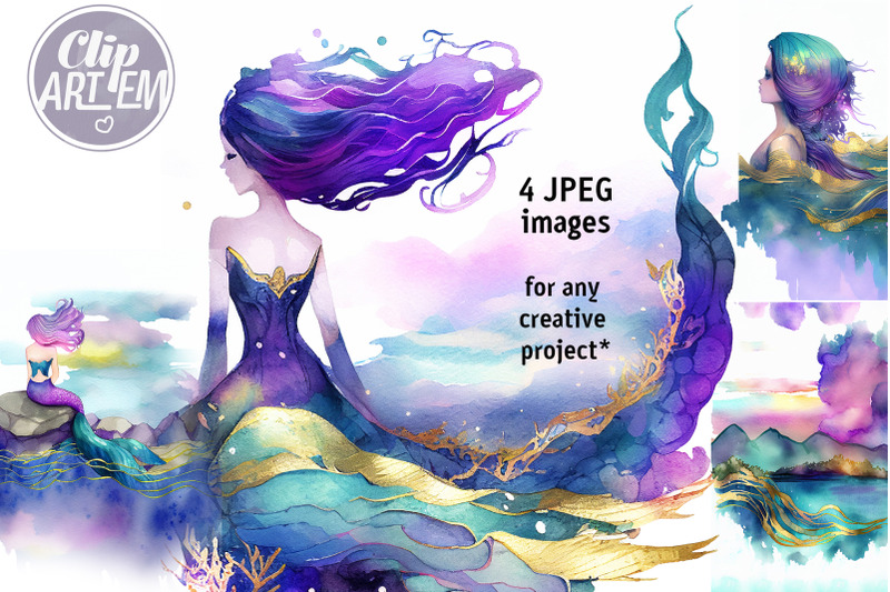 colorful-charming-mermaid-painting-print-4jpeg-set-home-decor-wall-art