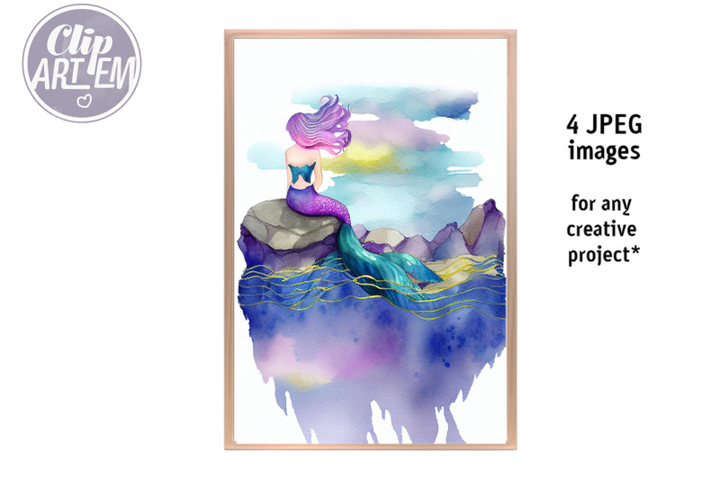 colorful-charming-mermaid-painting-print-4jpeg-set-home-decor-wall-art