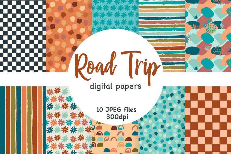 road-trip-paper-boho-digital-paper