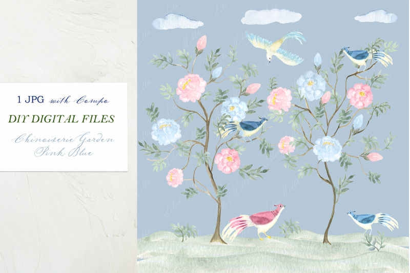 chinoiserie-garden-toile-pink-and-blue-flowers-and-birds-watercolor-d