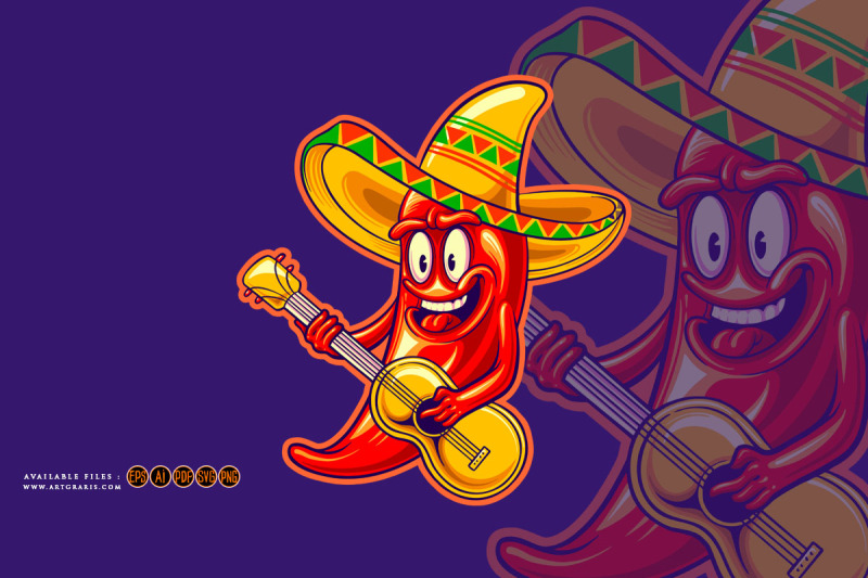 cute-chilli-pepper-guitar-sombrero-hat-mexican-cinco-de-mayo-logo-cart