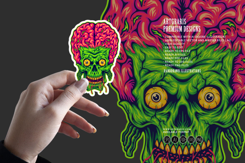 spooky-monster-zombie-skull-head-brain-logo-cartoon-illustrations