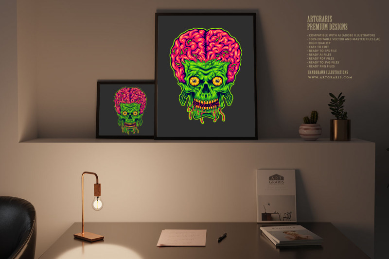 spooky-monster-zombie-skull-head-brain-logo-cartoon-illustrations