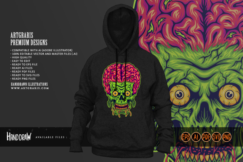 spooky-monster-zombie-skull-head-brain-logo-cartoon-illustrations