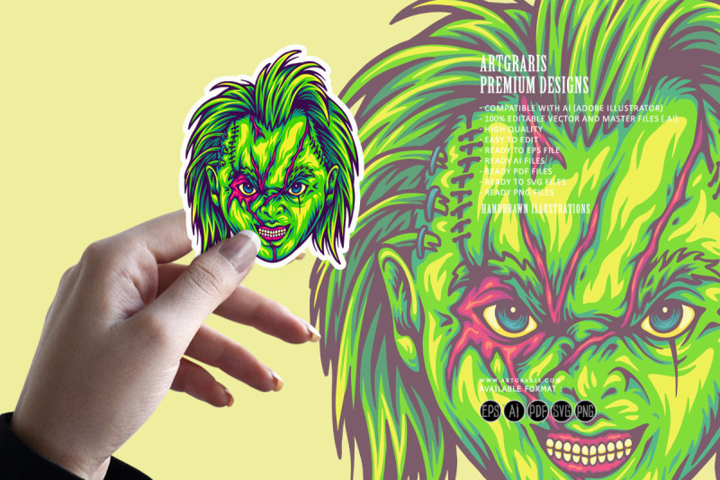 creepy-horror-zombie-head-dolls-logo-cartoon-illustrations