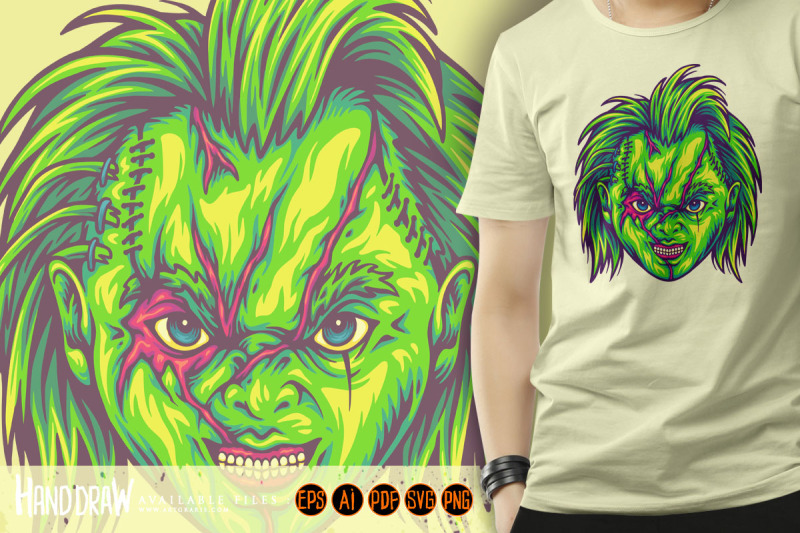 creepy-horror-zombie-head-dolls-logo-cartoon-illustrations