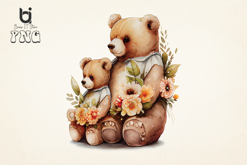 mothers-day-teddy-bears-with-flowers-clipart-png