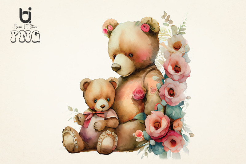 mothers-day-teddy-bears-with-flowers-clipart-png