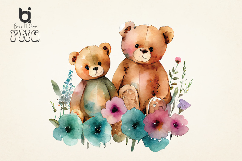 mothers-day-teddy-bears-with-flowers-clipart-png