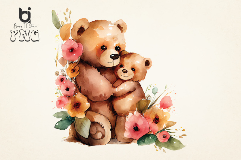 mothers-day-teddy-bears-with-flowers-clipart-png