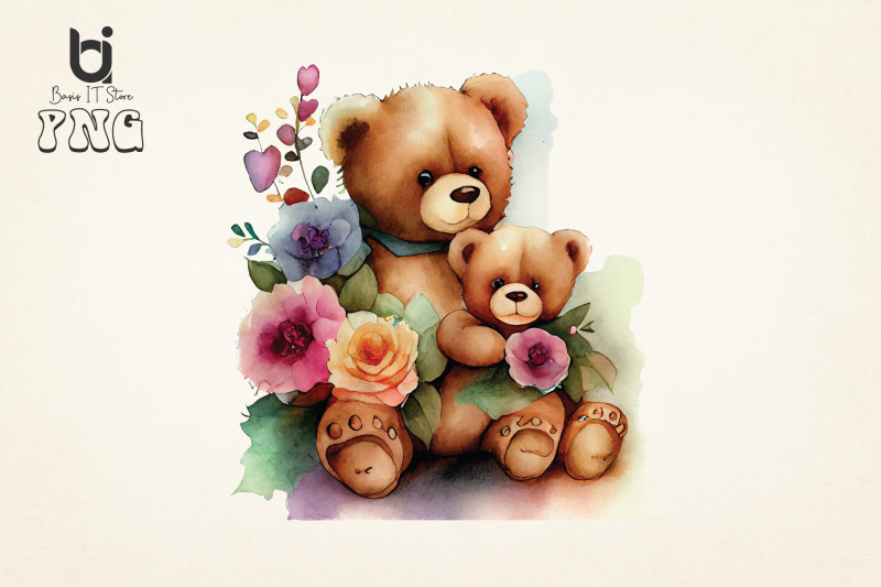 mothers-day-teddy-bears-with-flowers-clipart-png