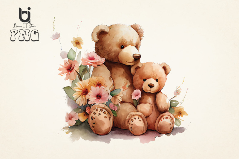 mothers-day-teddy-bears-with-flowers-clipart-png