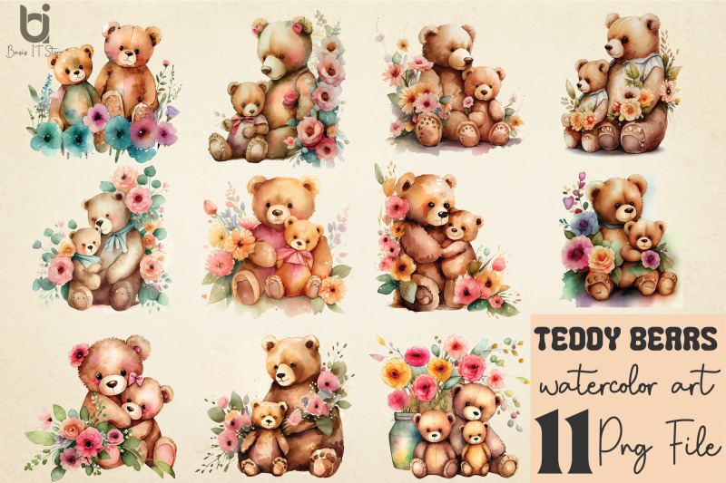 mothers-day-teddy-bears-with-flowers-clipart-png