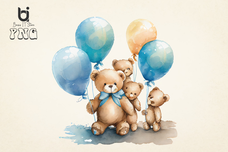 teddy-bears-with-blue-balloons-watercolour-clipart-12-png-file