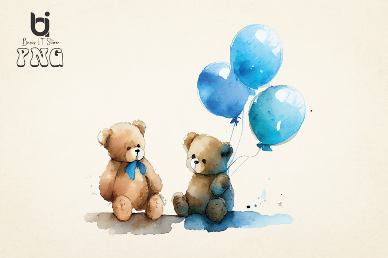 teddy-bears-with-blue-balloons-watercolour-clipart-12-png-file