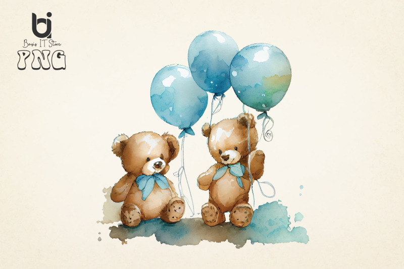 teddy-bears-with-blue-balloons-watercolour-clipart-12-png-file