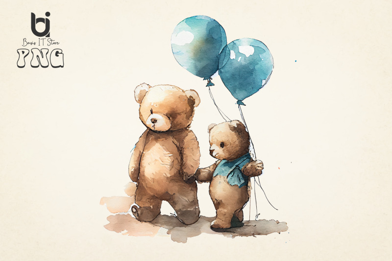 teddy-bears-with-blue-balloons-watercolour-clipart-12-png-file