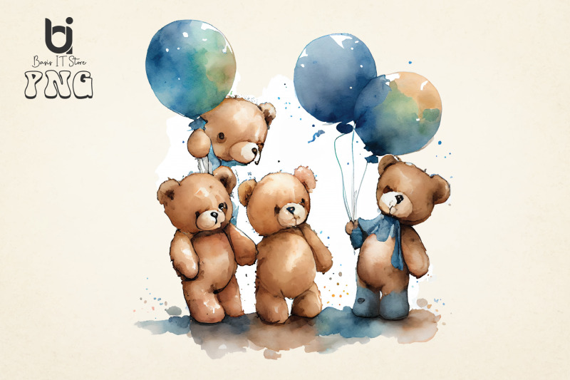 teddy-bears-with-blue-balloons-watercolour-clipart-12-png-file